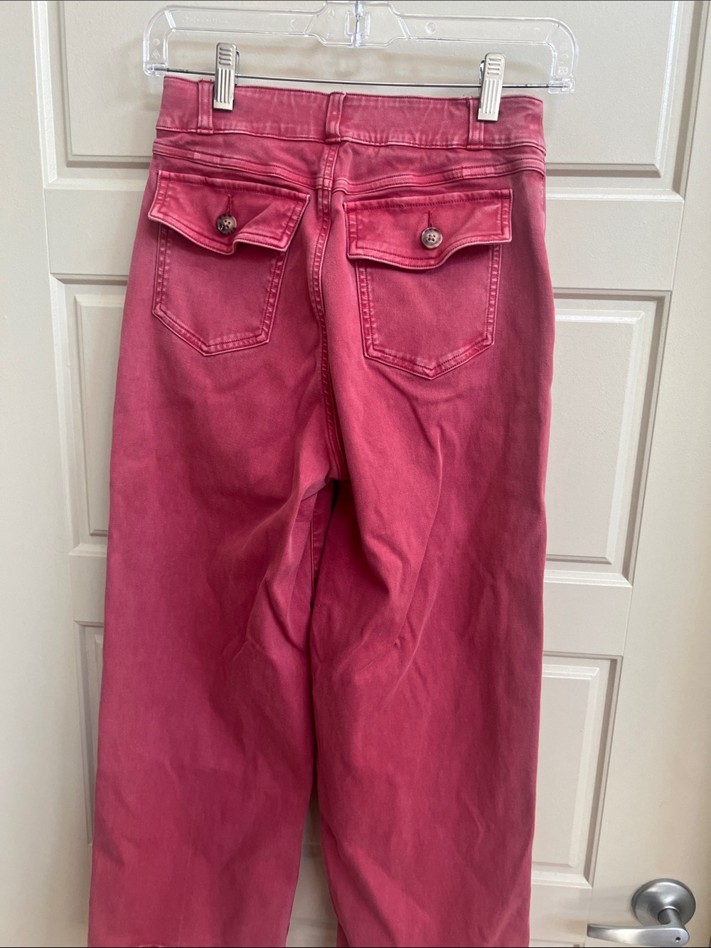 SPANX Wide Leg Cropped Pants S High Rise Stretch pink Twill Barbieore Coastal - Picture 4 of 5